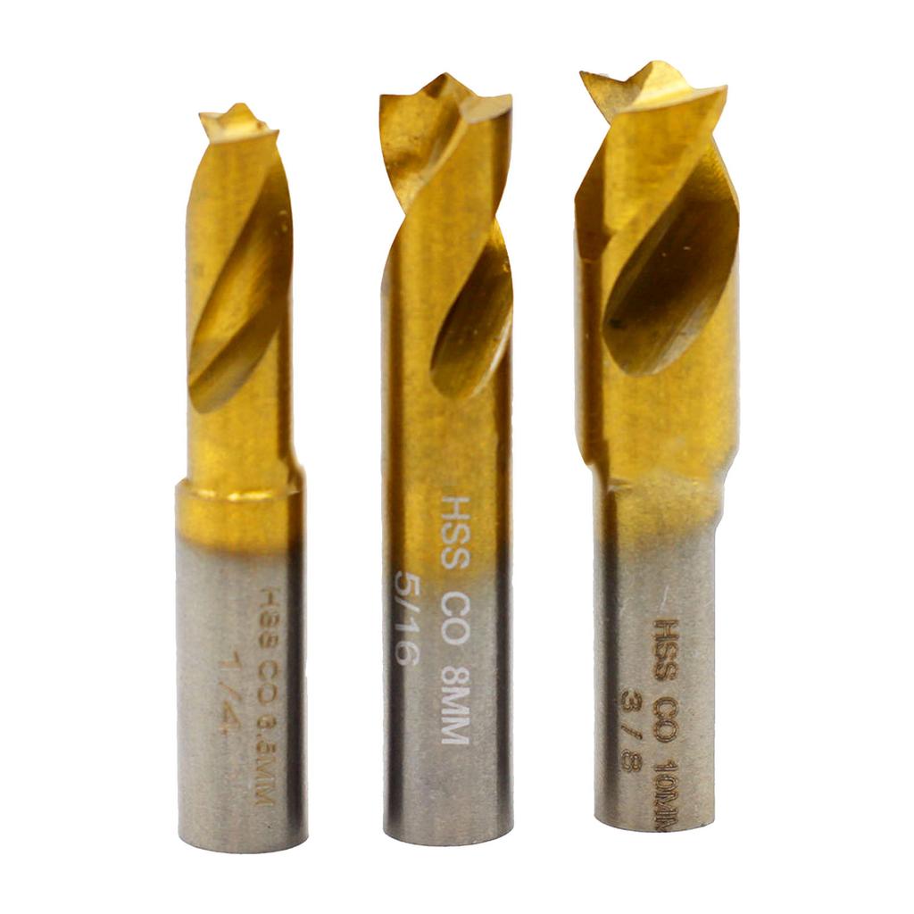 3Pcs Welding Point Drill Bit CNC Milling Drill Bit Set Cylinder Shank End Mill Welding Drill Tip for Separating Point