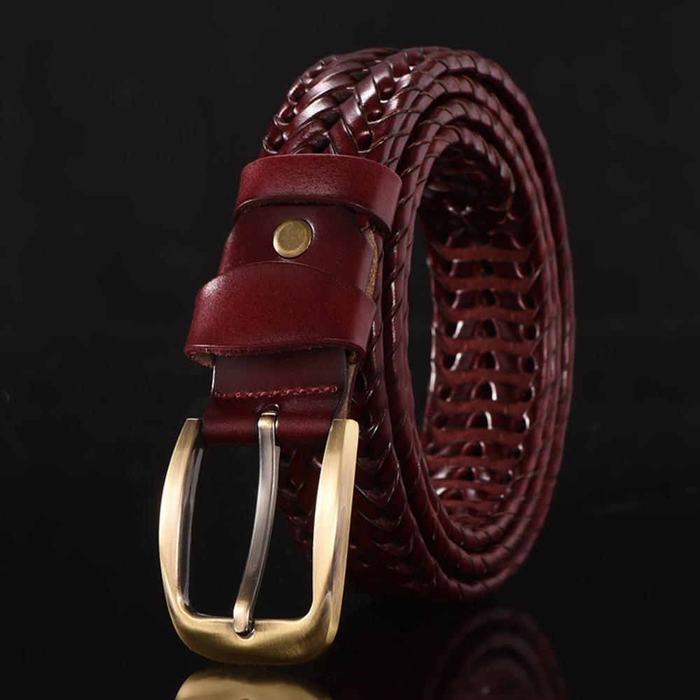 Adjustable Weave Belt Men 3.5cm Width Braided Waist Belt Fashion Woven Leather Belts  Male