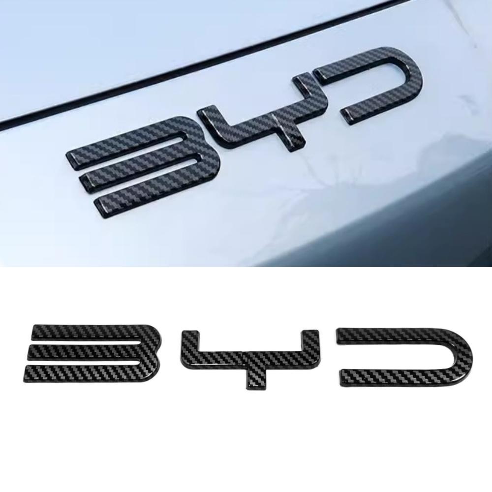 ABS Chrom Auto Front Stoßstange Emblem Abzeichen Aufkleber Schwarzes Carbon Logo Refit Aufkleber Für BYD SEAl EV DMi 2023 2024 2025 Zubehör