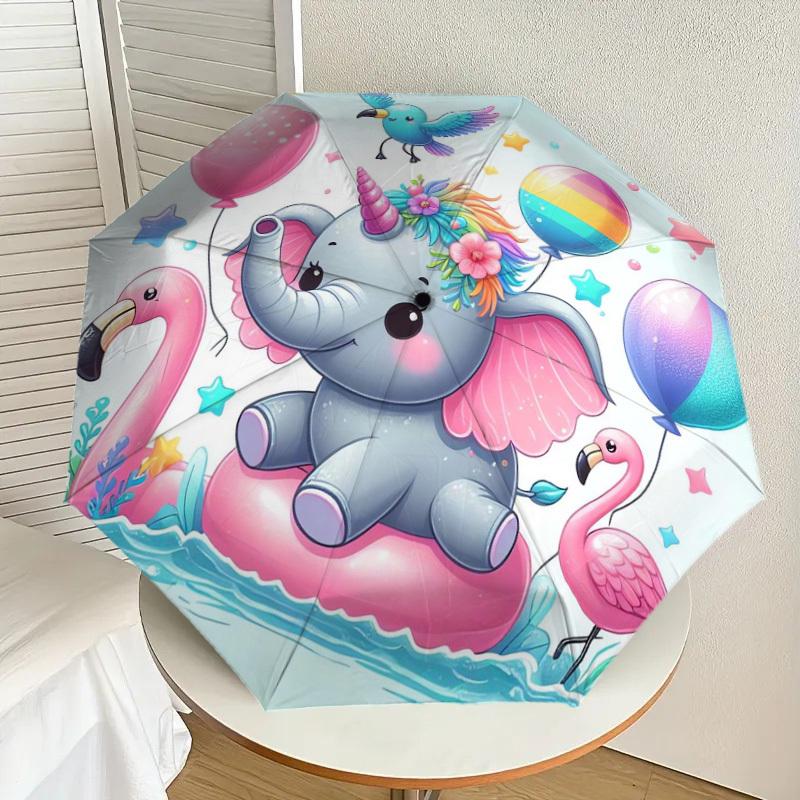 

1pc Unicorn Elephant Party Balloons Flamingos Umbrella with Plastic Handle,Suitable for All Seasons Home Travel Outdoor UmbrellaDD521