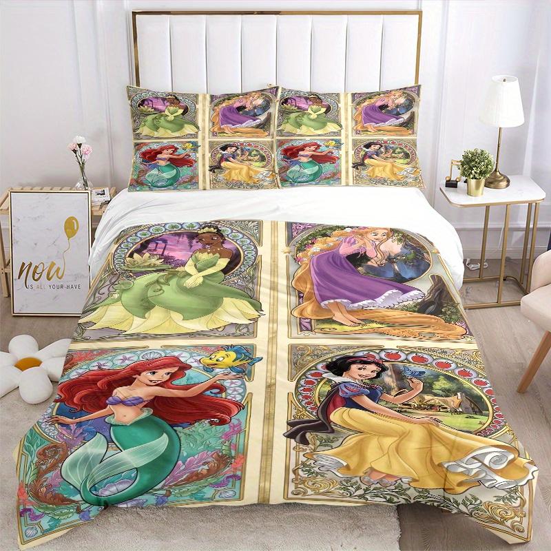 3pcs The Little Mermaid Ariel & Friends Bedding Set Includes Quilt Cover and Pillowcases, Suitable for All Seasons B094