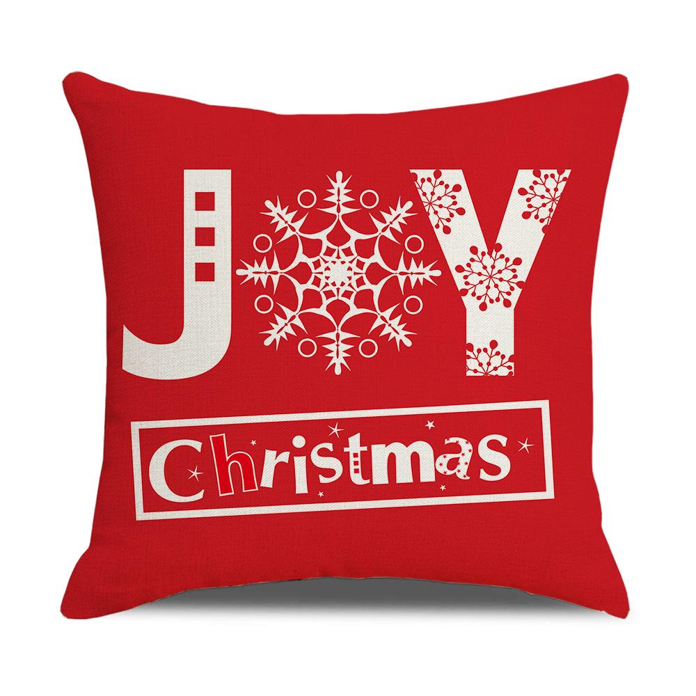 New Red and White Christmas Pillowcase Homewares Cartoon Elk Linen Sofa Pillowcase