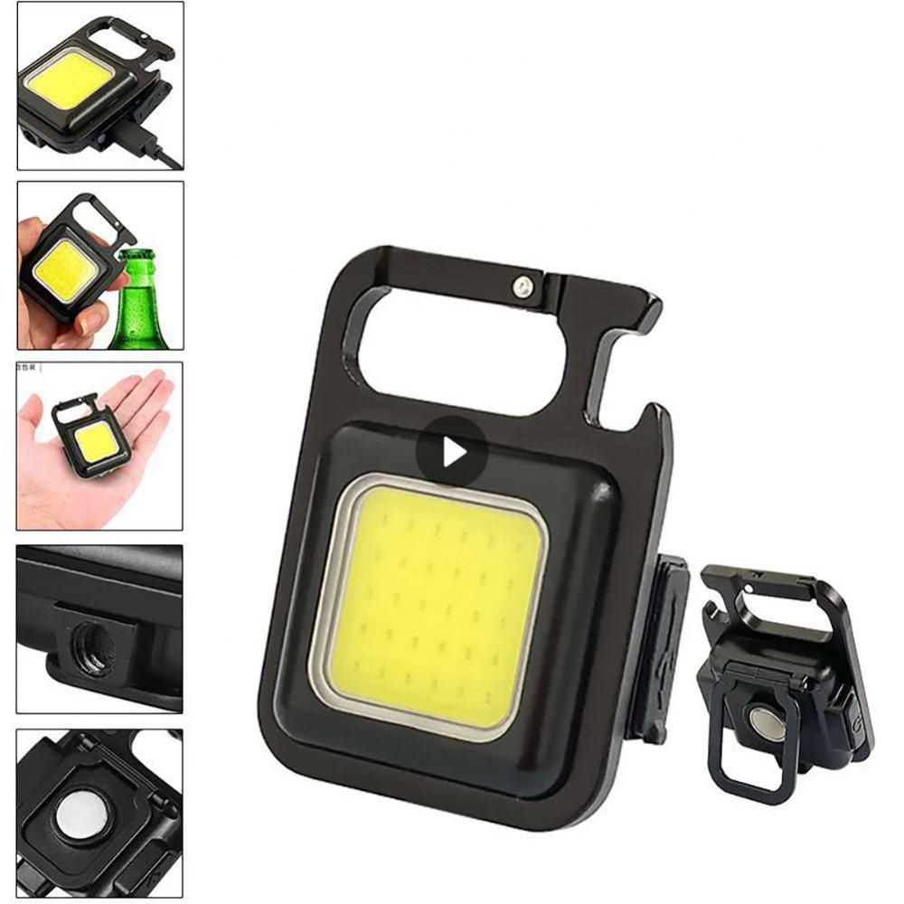 LED Light Keychain USB Rechargeable Mutifuction Flash Light Flashlight Pocket Clip Climbing Lantern