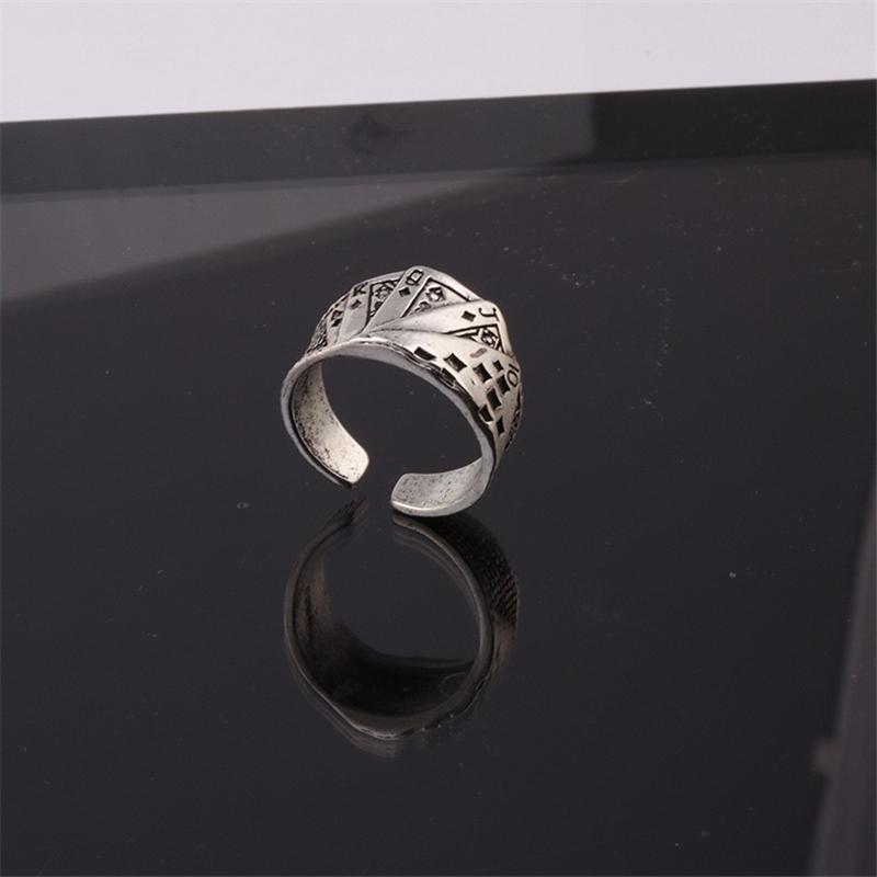 Vintage Punk Poker Joker Silver Color Rings for Men Goth Jewelry Anillos Women Finger Ring Gift