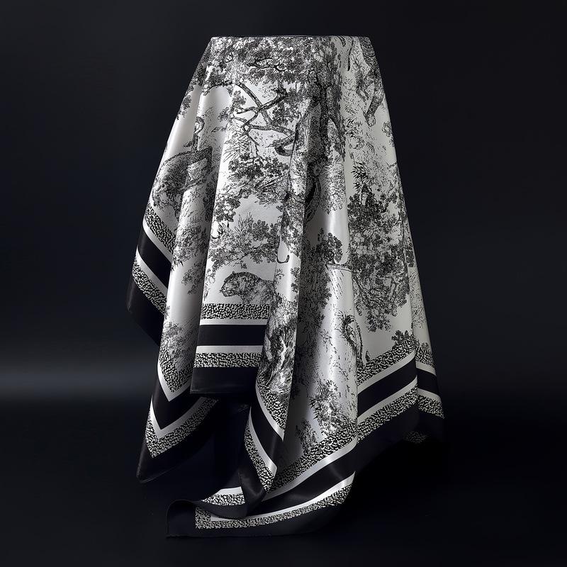 Jedwabna apaszka 90*90cm Kwadratowa apaszka Damska wszechstronna modna apaszka z imitacji jedwabiu Profesjonalna apaszka Chusta na głowę