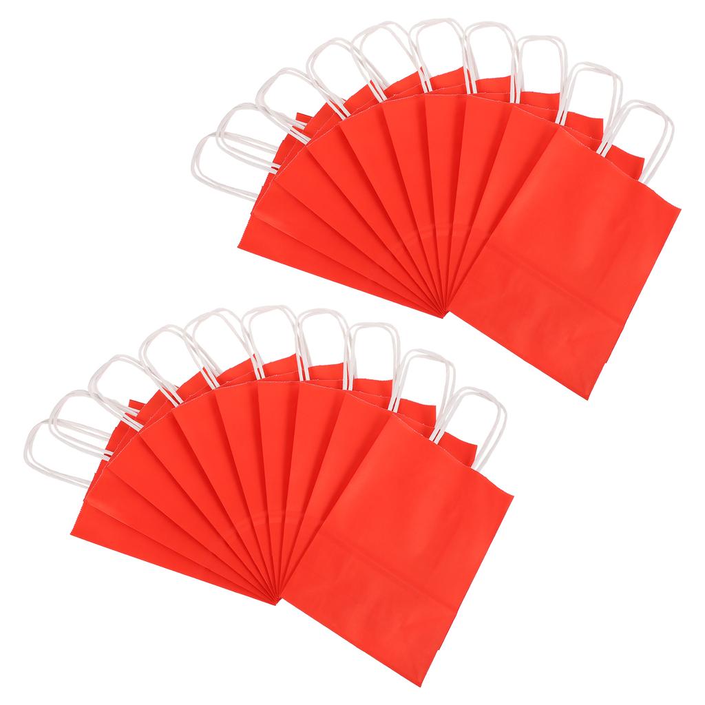 25 Pcs Red Kraft Paper Bag Christmas Bags Gift Festival Chic Package Storage Pouches Holders Candy Packing