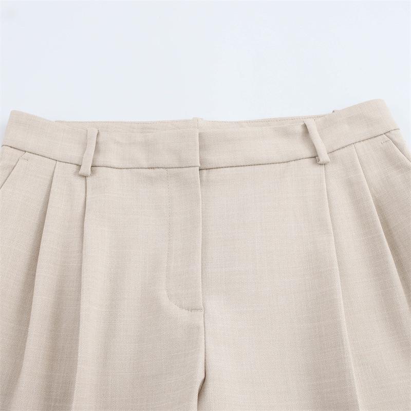 TAOP&ZA Women's Spring/Summer Double-Breasted Suit Jacket with Wide-Leg Pants - Commuting Style 