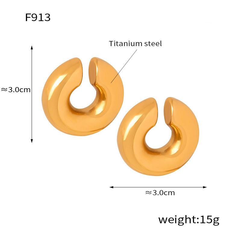 Fashion And Popular Retro Earrings Titanium Steel Plated 18K Gold Weight Color Glaze Ear Clips French Light Luxury Design Earrings Series