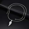 Vintage Silver Color Feather Pendant Necklace for Men Punk Hip Hop Long Chains Half Wing Necklace Stainless Steel Jewelry Gift