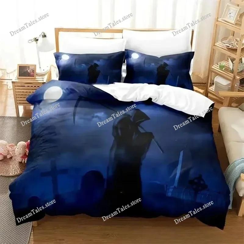 Dark Grim Reaper Bedding Set Single Twin Full Queen King Size Bed Set Adult Kid Bedroom Duvet Cover Sets 3D Anime Luxury Gift741
