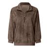 Sweatshirt Coat Long Sleeve Windproof Plush Trendy Turtleneck Zipper Neck Women Fluffy for Home