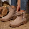 Vintage Faux Suede Platform Ankle Boots Women Anti Slip Fleece Lining Snow Boots Woman Plus Size 36-43 Thick Sole Short Booties
