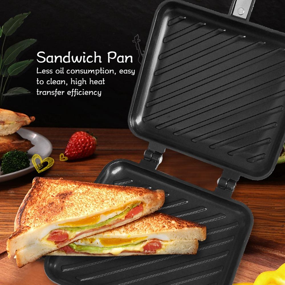 Non-Stick Panini Maker Flat Bottom Frying Pan Stovetop Press Sandwich Maker  Camping/Outdoors