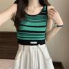 Women's Sports Stripe Camisole Summer Outer Wear Slim Fit Lining Sleeveless Sexy Top Outer Layer