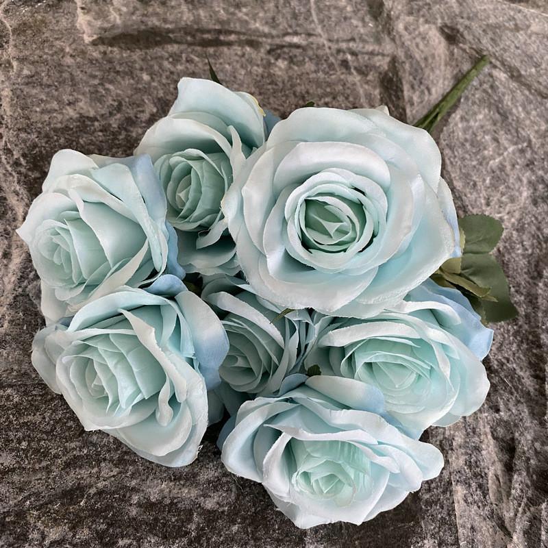 Silk 7 Branch Realistic Artificial Roses Wedding Photography Props Home Decor