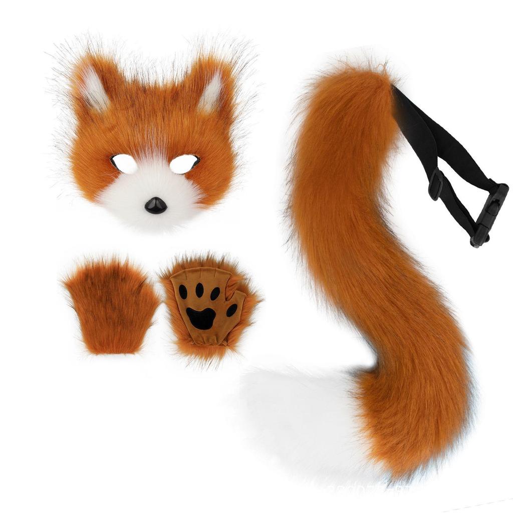 Halloween Costume Plush Fox Tail Cat Ears Orc Mask Gloves Cosplay Cosplay Cosplay Suit