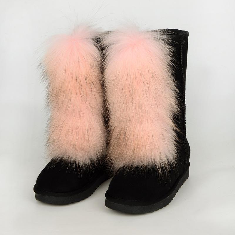 2025 Mao Mao boots children winter thick-soled high-heeled warm-fitting medium tube snow boots boots wear high-top fox hair