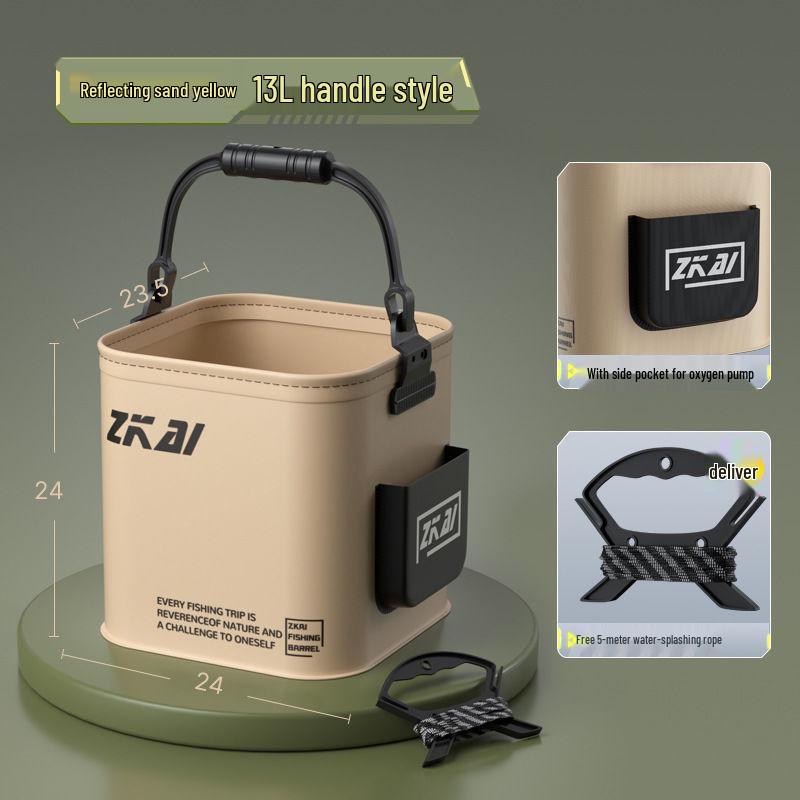 Portable Foldable Water Bucket: Multi-Functional, Wear-Resistant, Handheld Fish Container for Lure & Wild Fishing