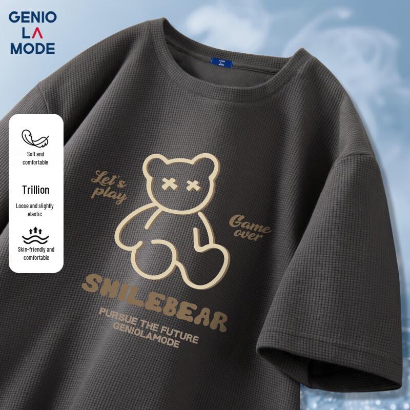 GENIOLAMODE Men s Waffle Knit Short Sleeve T-Shirt 2XL