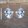 2pairs Red and Blue Christmas Snowman Acrylic Dangle Earrings, Perfect Gift for Women, Christmas Party Jewelry