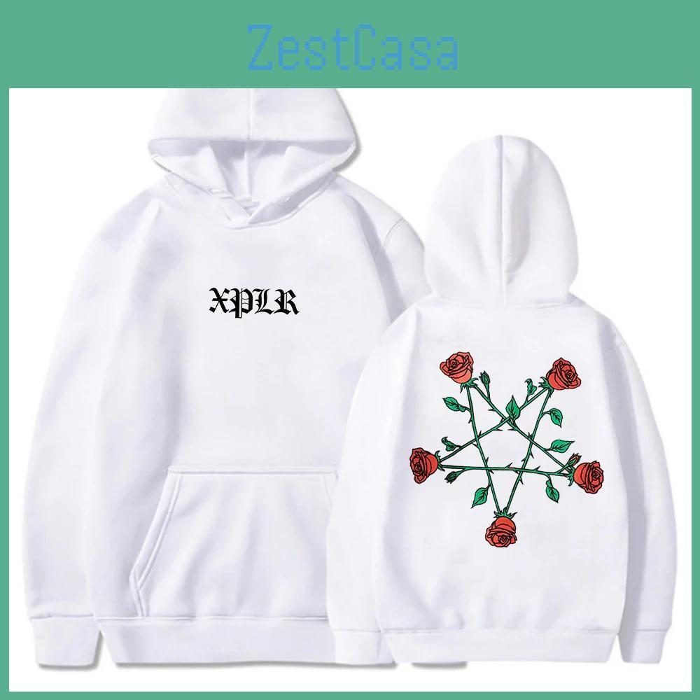 Colby Sam Pentagram Xplr And Roses Hoodie Couples Merch Long Sleeve Streetwear Women Men Hooded Sweatshirt Fashion