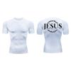 Cross Print Compression Shirt for Men Athletic Quick Dry Short Sleeve Tops Baselayer Christian Gym Workout Running T-shirts Tees