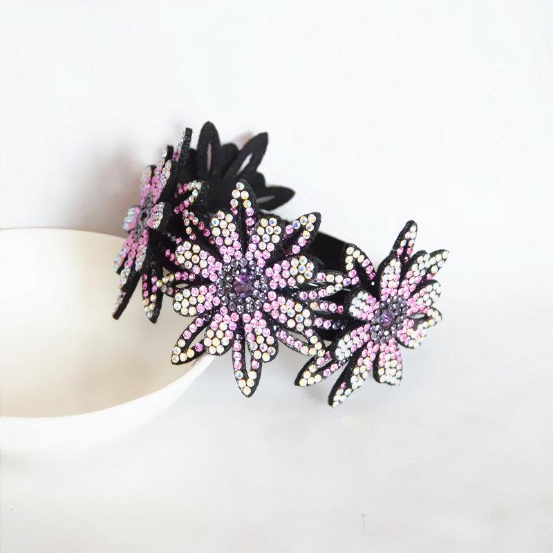 Double-Layer Rhinestone Flower Hair Clip & Hair Tie: Elegant Bun Styling Accessory