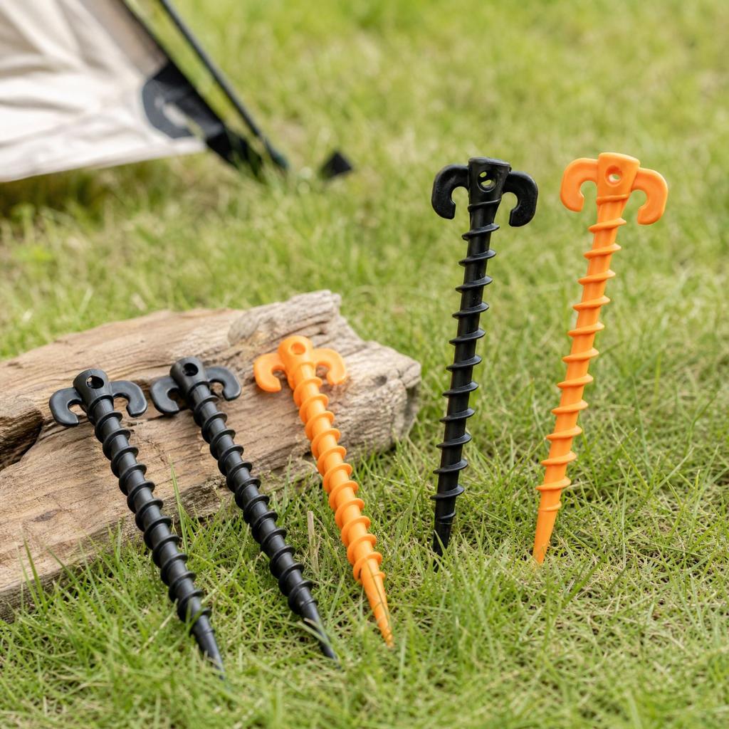 Plastic Tent Stakes with Screw Design For, 6 Pack