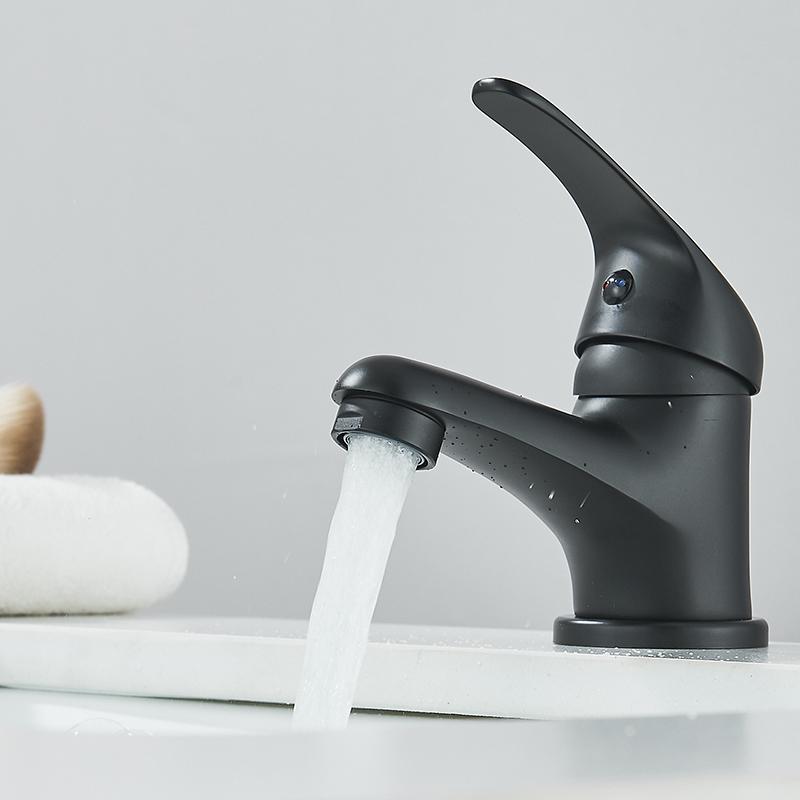 

Sink Faucet Hot and Cold Water Basin Faucest Face Wash Tap Deck Mounted Basin Mixer Water Taps Chromed Faucet for Bathroom матовый черный