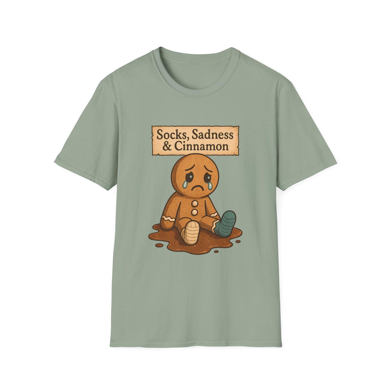 Unisex Softstyle T-Shirt Mens Womens Tees Top Gingerbread Man Socks Cinnamon Cocoa Christmas S