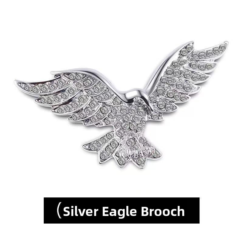Eagle Brooch Powerful Animal Style Fashion Accessories Anti-Light Pin Trendy Acrylic Men's Style with Rhinestones Embellishment