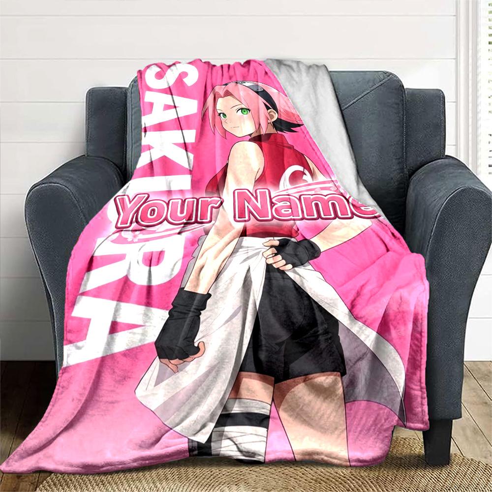 Naruto Character Customize Your Name Blanket Cozy Personalized Blanket Warmthful Decor Suitable for Bed Bedding Chair Office Ideal for All Seasons