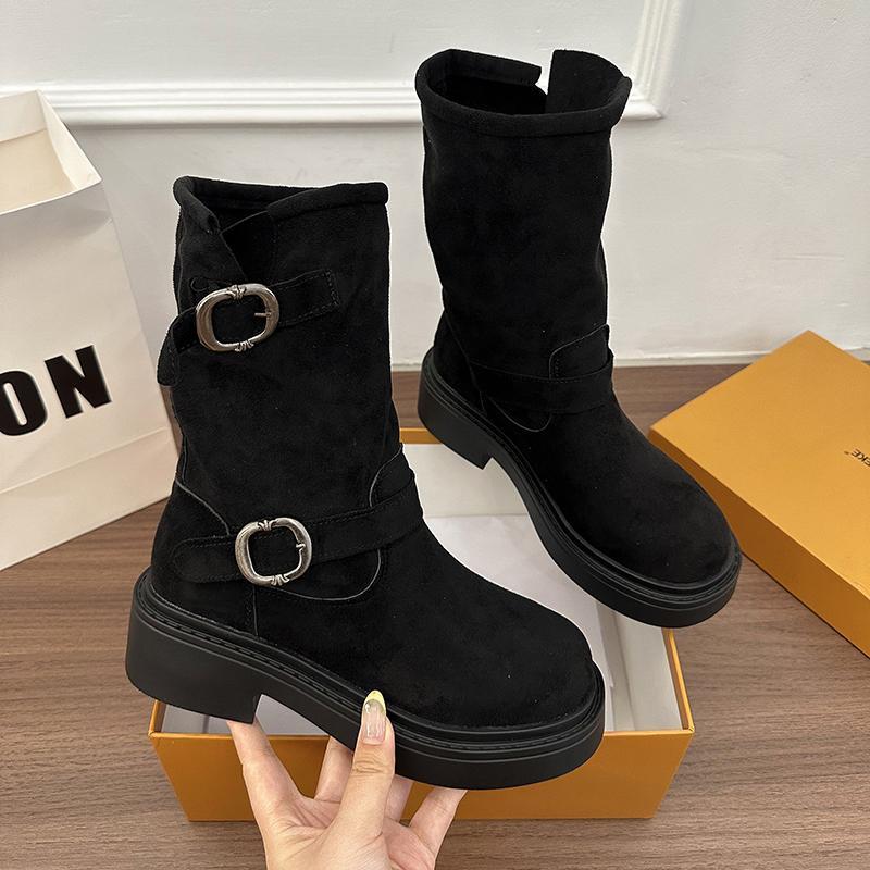 Zapatos De Mujer Autumn Women Ankle Boots Low Heels Slip On Shoes Fashion Square Toe Comfortable Short