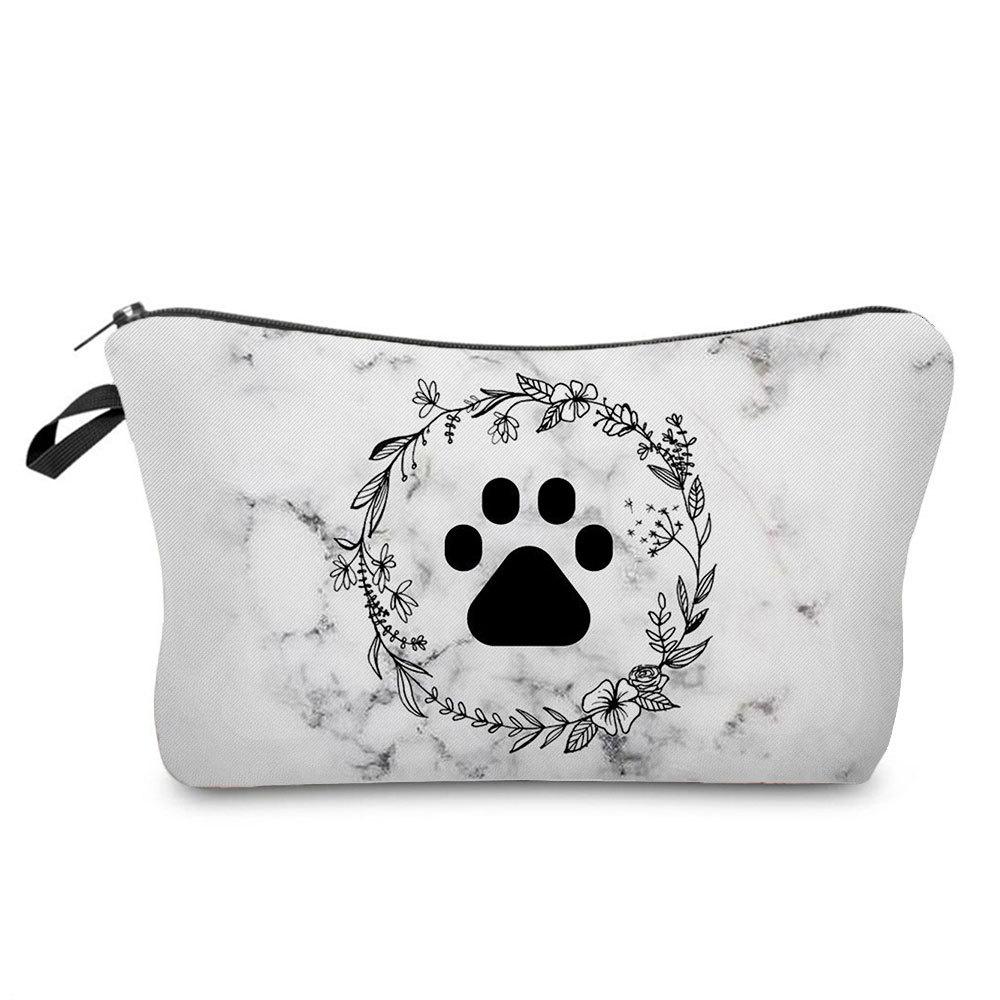 Women Dog Paw Print Cosmetic Bag Toiletries Organize Travel Storage Case 6874