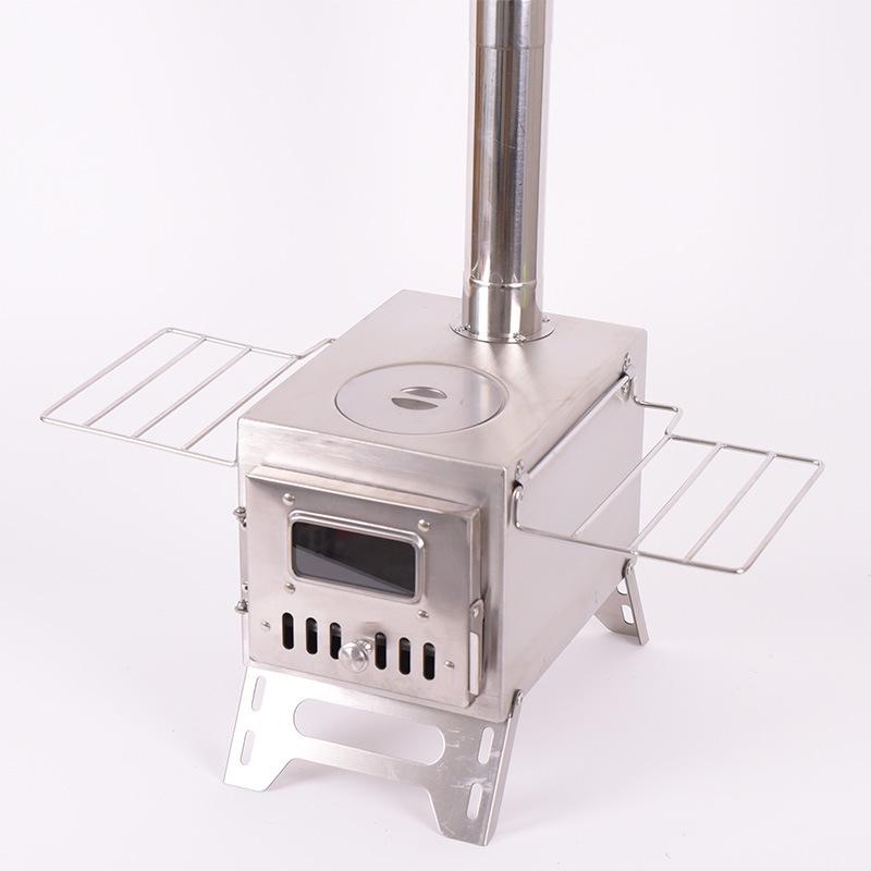Outdoor Camping Stainless Steel Folding Wood Stove - Tent Heating, Lighting, Picnic - Cross-border Tourism