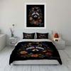 Set de așternut moale, prietenos cu pielea, cu decor Art Floral Raccoon Include 1 Față de plapumă și 2 Fețe de pernă Cadou