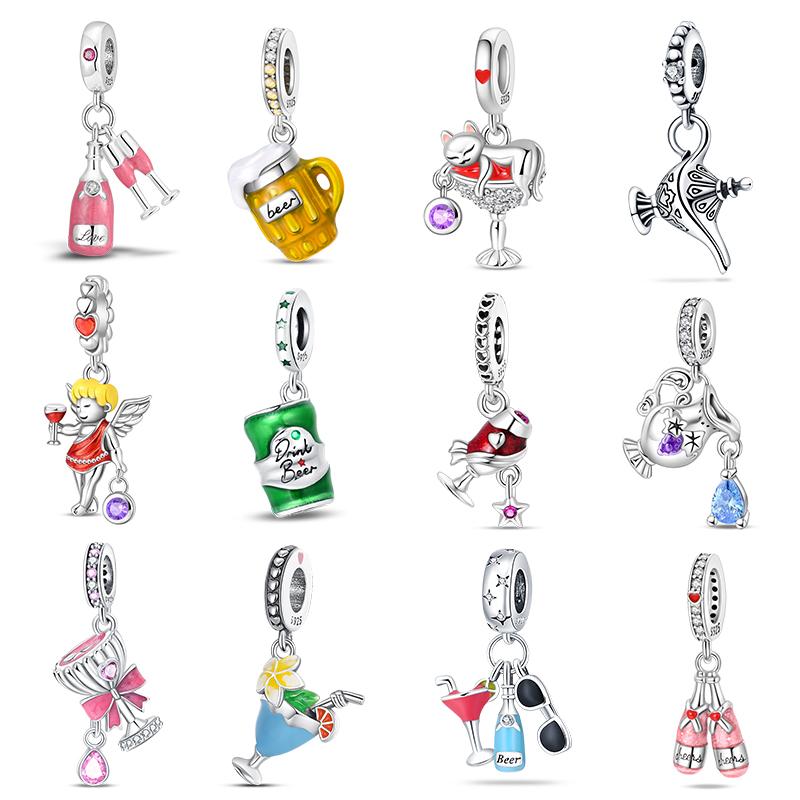 Charms Copper Beer Drink Theme Series Pendant For 3Mm Original Bracelet Necklace Women Luxury Exquisite Diy Jewelry Gift