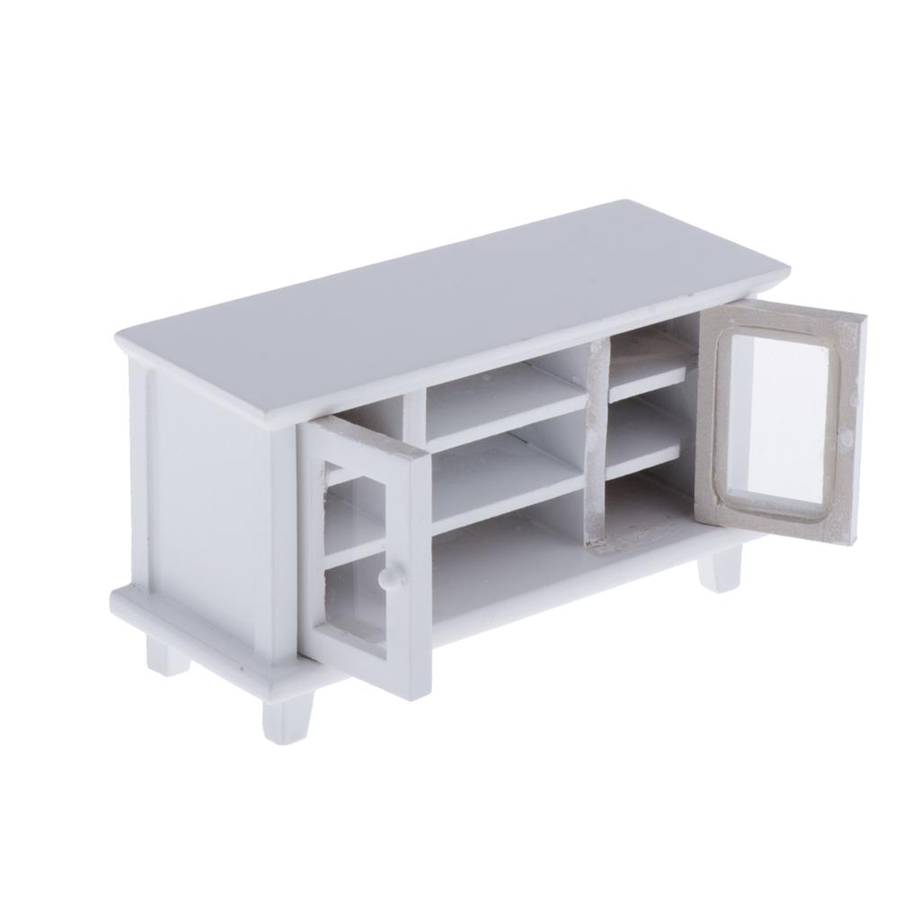 

1:12 Кукольный миниатюрный деревянный ТВ-тумба, подставка, скамейка, украшение для гостиной белый