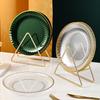 Transparent Bone Dish Stackable Golden Edge Easy To Clean Dessert Nuts Fruit Snack Plate for Dining Room Simple Food Tray Platos