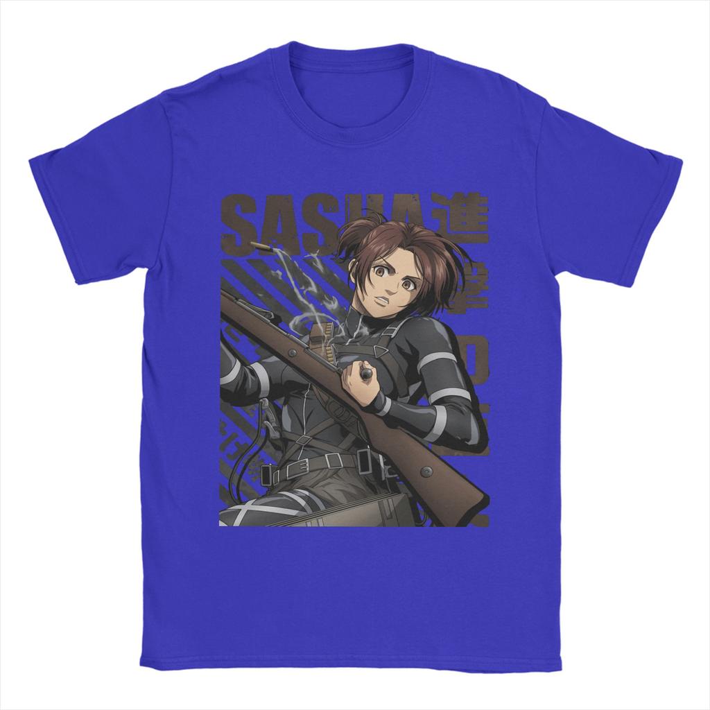 Novelty Shingeki no Kyojin Sasha Attack on Titan T-Shirts for Men Crewneck Pure Cotton T Shirts AOT Short Sleeve Tees New Tops