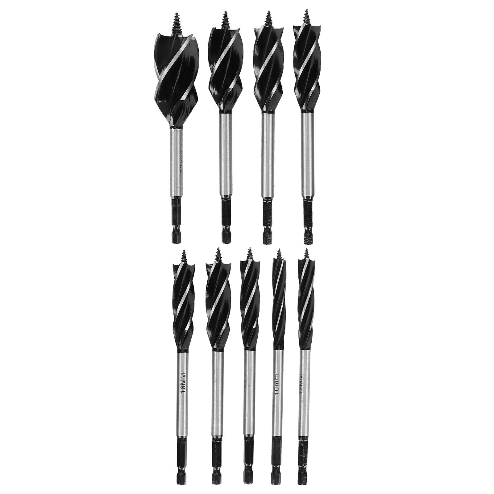 

Набор из 9 сверл по дереву из высокоуглеродистой стали с 4-мя пазами и шестигранным хвостовиком для деревообработки