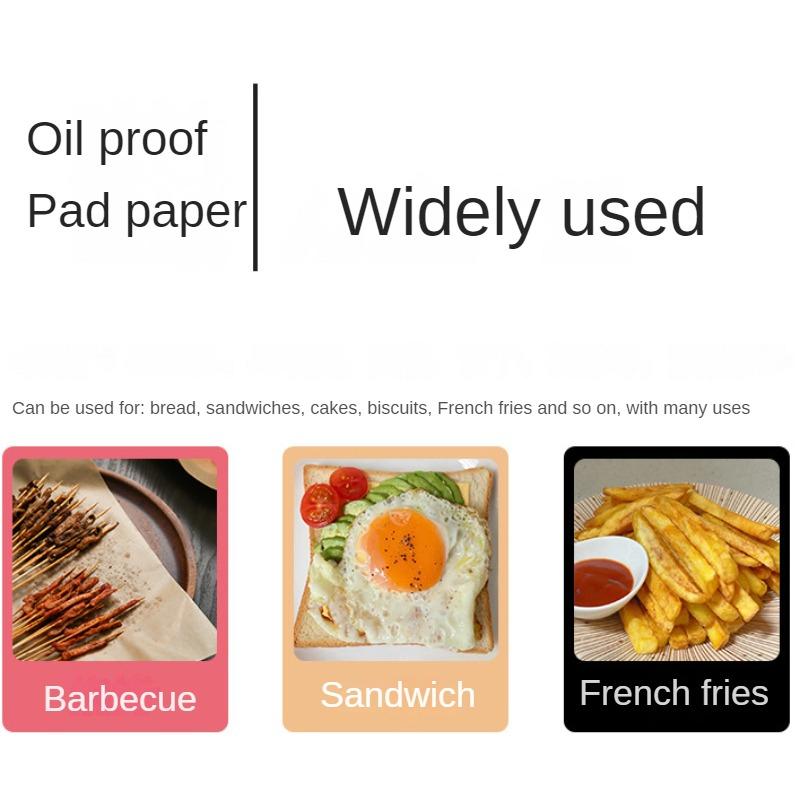 Backmattenpapier Küchenofen Kommerzielles gelbes Silikon-Fettschutzpapier Ölabsorbierendes Papier Fettschutzpapier für frittierte Lebensmittel Braunes Grillpapier