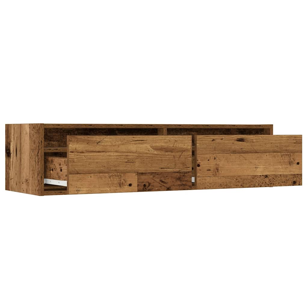 TV Cabinet with LED Lights Rustic Wood Look 100 x 35.5 x 25 cm