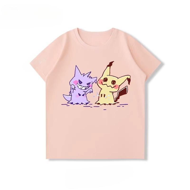 Potdemiel  100 Cotton Childrens Summer New TShirt with Pikachu Print Unisex Comfortable and Breathable Childrens TShirt