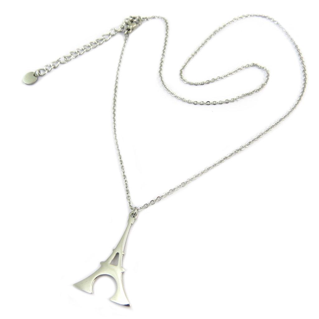Les Trésors De Lily [P7904] - Silver 'Eiffel Tower' Steel Designer Necklace - 22x15 Mm
