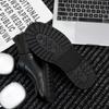 Men's Height-Increasing Black Derby Shoes with Thick Sole and Wooden Heel - 2025 Trendy Japanese & Korean Style.