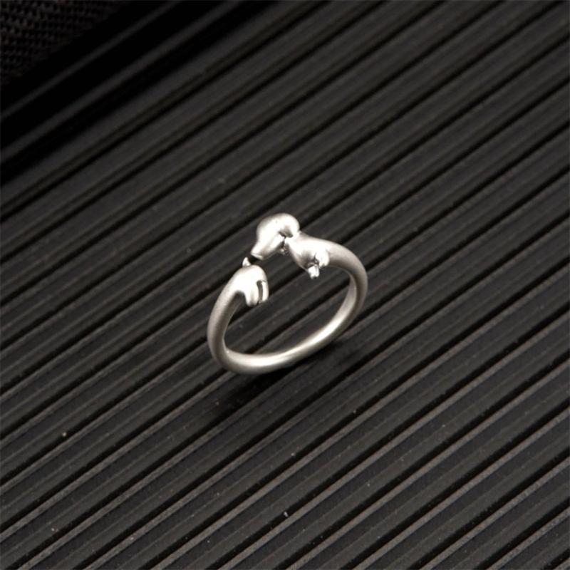Quirky Dachshund Rings Adjustable Open Rings Stylish Hip Hop Finger Rings Versatile Punk Accessories for Women Girl