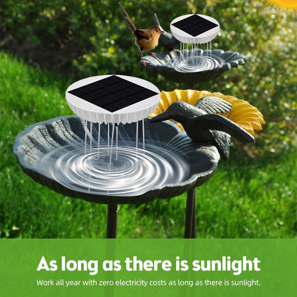 Solar for Bird Bath 3.7V 1500mAh Backup Lithium Battery Bird Bath Fish Tank Water Stirrer 5V 2W Solar Panel Brushless