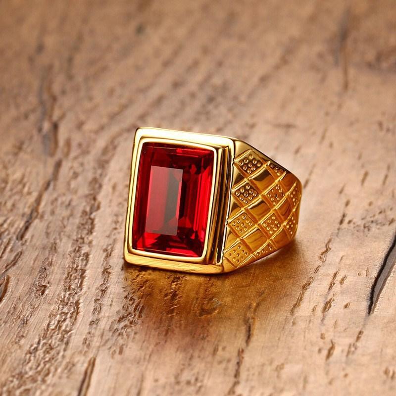 Keisha Lena Men Black Stone Signet Rings Stylish Rhombus Design Male Ring Gifts Jewelry
