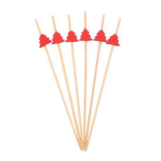 100PCS Cocktail Picks, Christmas Theme Disposable Fruit Tags, Bamboo Food Picks Toothpicks, for Fruits Desserts Cocktails Burgers